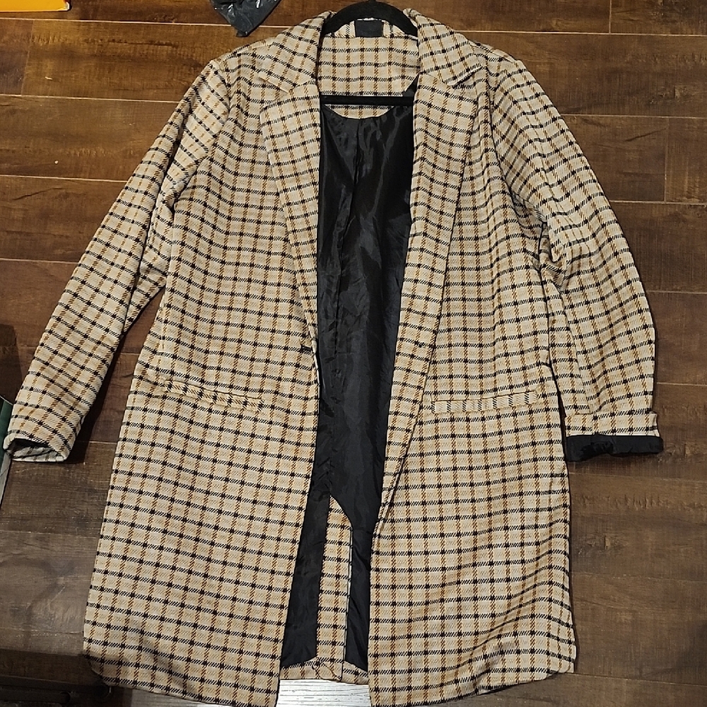 Jean Pascale Plaid Long Coat
